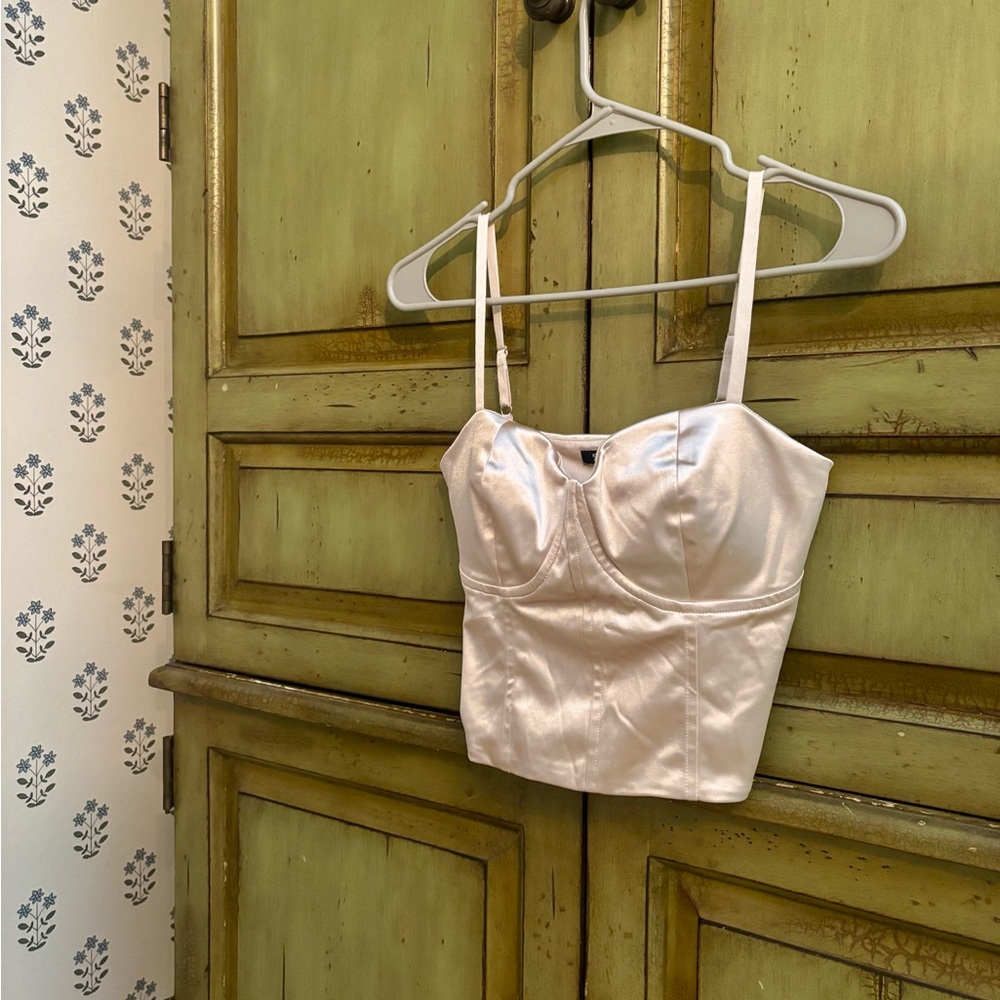 Express White Satin Bustier Top